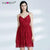 Formal Dress for  Home Coming / Prom  A Line Spaghetti Straps  V-Neck Short Red Lace