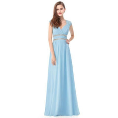 Formal Evening Dresses Long Elegant V neck Sleeveless Empire Evening Dress
