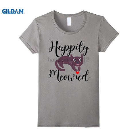 GILDAN Happily Meowied (Married) . T-shirt Multiple Colors