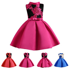 Girls Princess Dress Flowers Embroidery Wedding Formal Dress