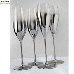Gloss Silver finish metal champagne flutes