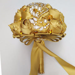 Gold Brooch Diamond Bridal Wedding Bouquet 2 styles