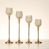 Gold Crystal Tealight Candlesticks Pillar Candle Holders Lantern for Home Wedding Bar Table Centerpiece Party Decoration