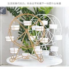 Golden/White Metal Ferris Wheel Cupcake Rack