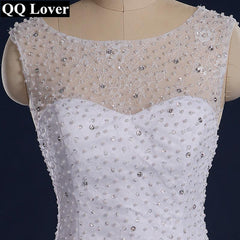 Gorgeous Beaded Mermaid Wedding Dresses Sheer Back and Neck Ruffles