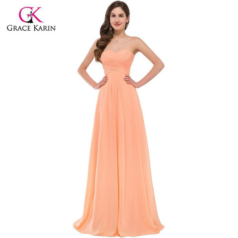 Grace Karin Chiffon sexy Long Bridesmaid Dresses  Ruched Elegant
