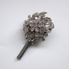 Grooms  Boutonniere Ivory Rhinestone Wrist Corsage