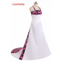 Halter Ball Gown Wedding Dress Pink Camouflage