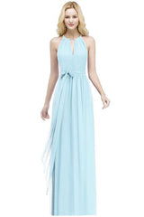 Halter Neck Bow Tie Bridesmaid Dress Chiffon Great for Any Body Type