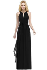 Halter Neck Bow Tie Bridesmaid Dress Chiffon Great for Any Body Type