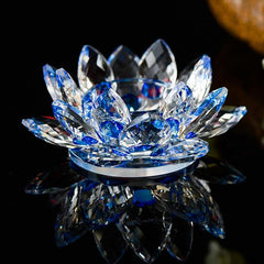Handmade Crystal Lotus Flower Candle Holders 7 Colors Candlestick Centerpieces