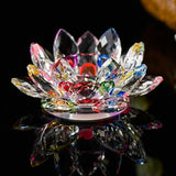 Handmade Crystal Lotus Flower Candle Holders 7 Colors Candlestick Centerpieces