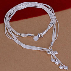 Heart Drop Necklace in 18K White Gold Plated