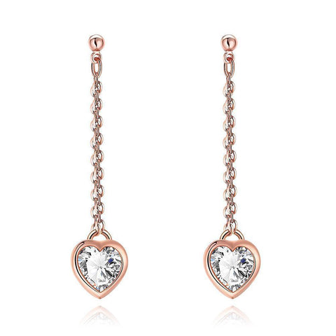 Heart Drop White Topaz Stud Earrings