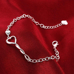 Heart Twist Bracelet in 18K White Gold Plated