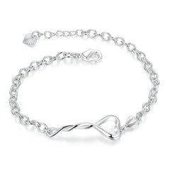 Heart Twist Bracelet in 18K White Gold Plated
