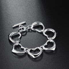 Hearts Bracelet in 18K White Gold Plated
