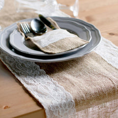 Hessian Burlap Lace Tableware Pouch Cutlery Holder Favor Rustic Knife and Fork Bag