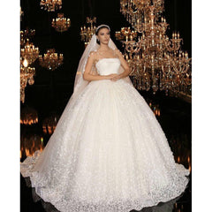 High-end Custom made Lace Beads Wedding Dress