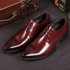 Hight Qulaity Mens Genuine Leather Carved Pointed Toe Dress Shoes 3 colors
