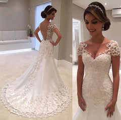 Illusion Backless Lace Mermaid Wedding Dress