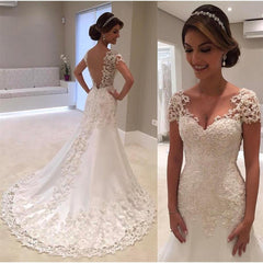 Illusion Backless Lace Mermaid Wedding Dress