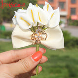 Ivory Bow Tie Calla Lily Boutonniere