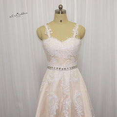 Lace High Low Wedding Dress Belt Princess Short Tulle Bohemian