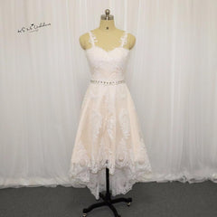 Lace High Low Wedding Dress Belt Princess Short Tulle Bohemian