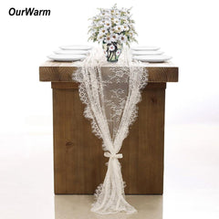 Lace Table Runner Wedding White Boho Table Runner Fringe Side 70X300cm