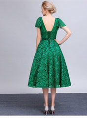 Lace tea-length Formal Dress Great for Wedding