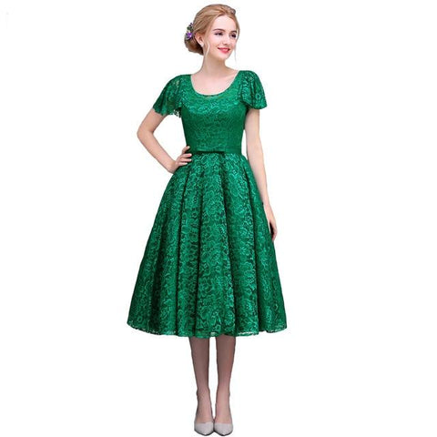 Lace tea-length Formal Dress Great for Wedding