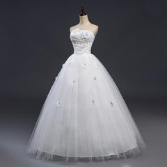 Lace Up Ball Gown Wedding Dress Flower Organza and Tulle