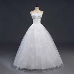 Lace Up Ball Gown Wedding Dress Flower Organza and Tulle
