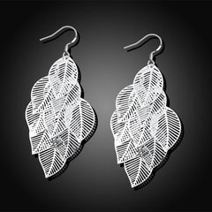 Leaf Drop Earring in White Gold Plated