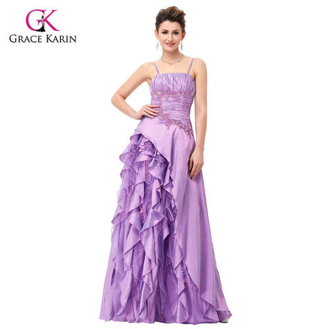 Long Bridesmaid Dress by Grace Karin Spaghetti Straps Taffeta