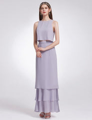 Long Bridesmaid Dress Chiffon Sexy A Line Sleeveless