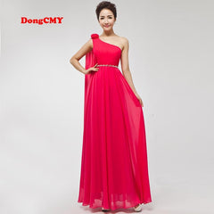 Long Chiffon Bridesmaid Dress Empire Waist with Belt