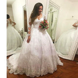 Long Lace Sleeves Wedding Dress 2019