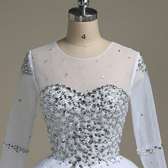 Long Sleeve Illusion Sleeve Wedding Gown Sparkle and Shine Princess Ball Gown