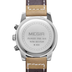 Megir Analog Quartz Watch  Leather  Waterproof
