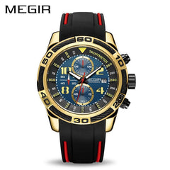 Megir Wrist Watch Chronograph Silicone Strap