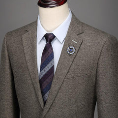 men suit brown single breasted two button slim fit groom wedding party