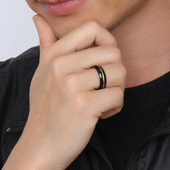 Men's Thin Ring 6MM Black Tungsten Carbide Rings for Men