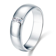 Men's Wedding Band Simulated Diamond Sterling 925 Silver Ring