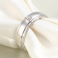 Men's Wedding Band Sterling 925 Silver Simulated Diamond Ring