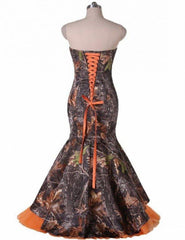 Mermaid Camo Wedding Dresses Sleeveless Sweetheart Lace Up