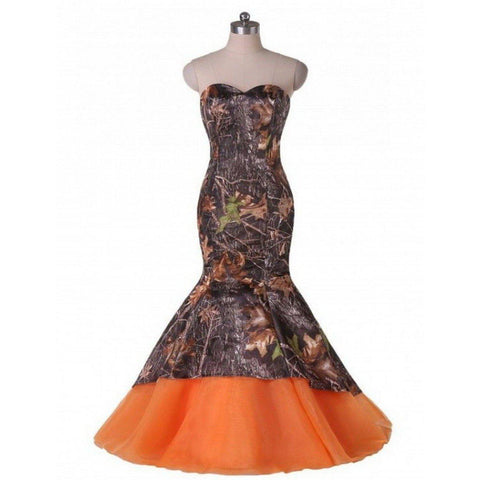 Mermaid Camo Wedding Dresses Sleeveless Sweetheart Lace Up