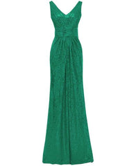 Mermaid Sequined V Neck Bridesmaid Dress