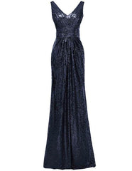 Mermaid Sequined V Neck Bridesmaid Dress